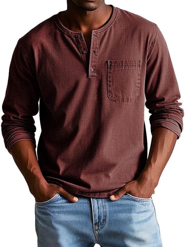 Richard | Vintage Henley triko s dlouhým rukávem