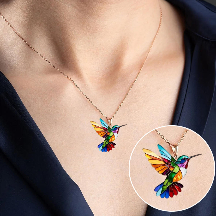 Světlana | Elegantní náhrdelník s barevným kolibříkem