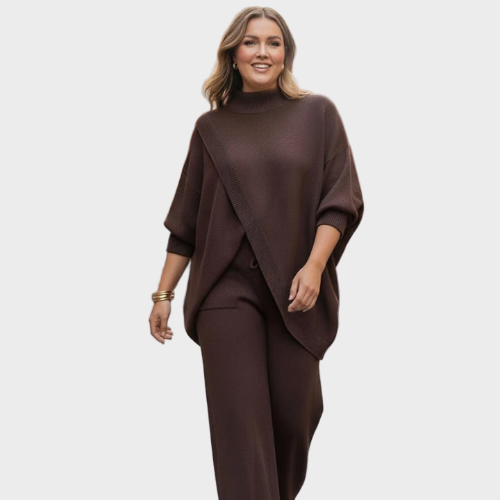 Matylda | Pletený komplet s oversize svetrem a širokými kalhotami