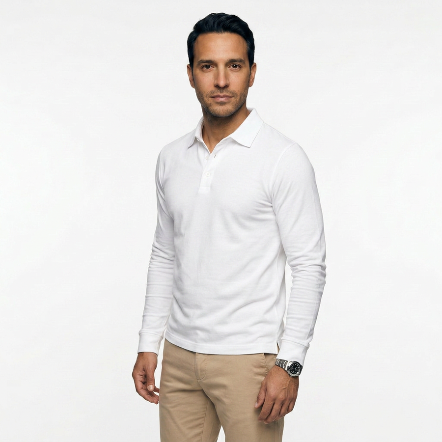 Michal | Klasické pánské polo s dlouhými rukávy ve střihu slim fit
