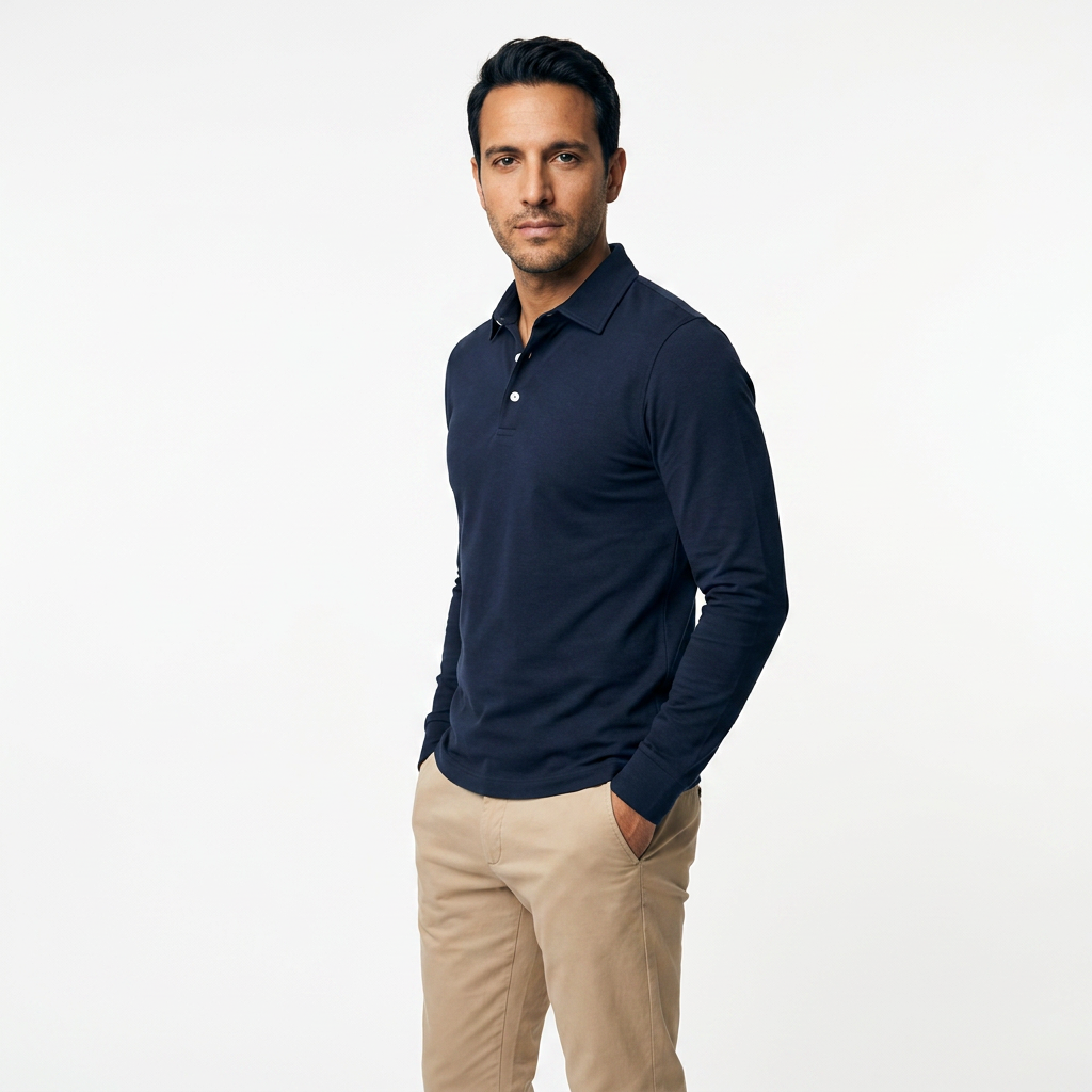 Michal | Klasické pánské polo s dlouhými rukávy ve střihu slim fit