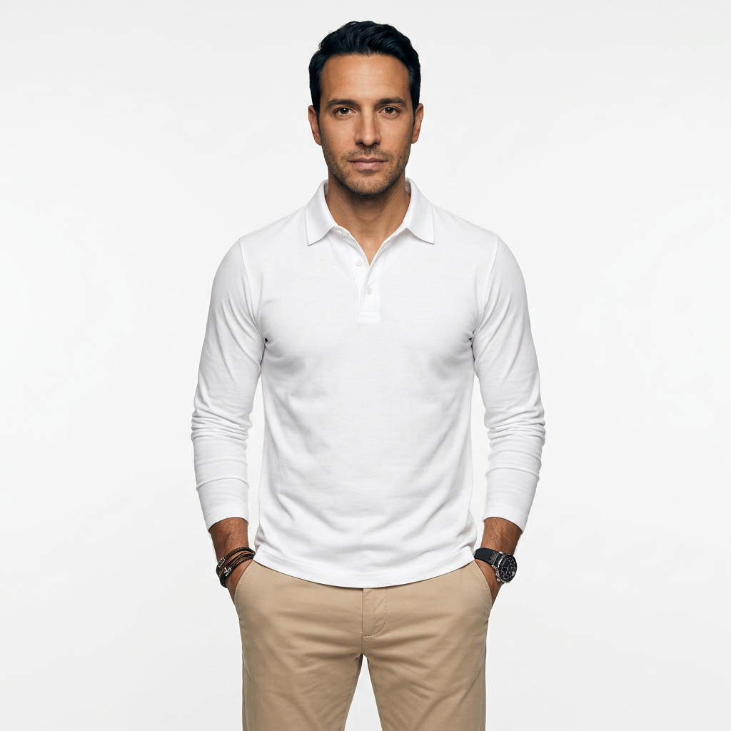 Michal | Klasické pánské polo s dlouhými rukávy ve střihu slim fit