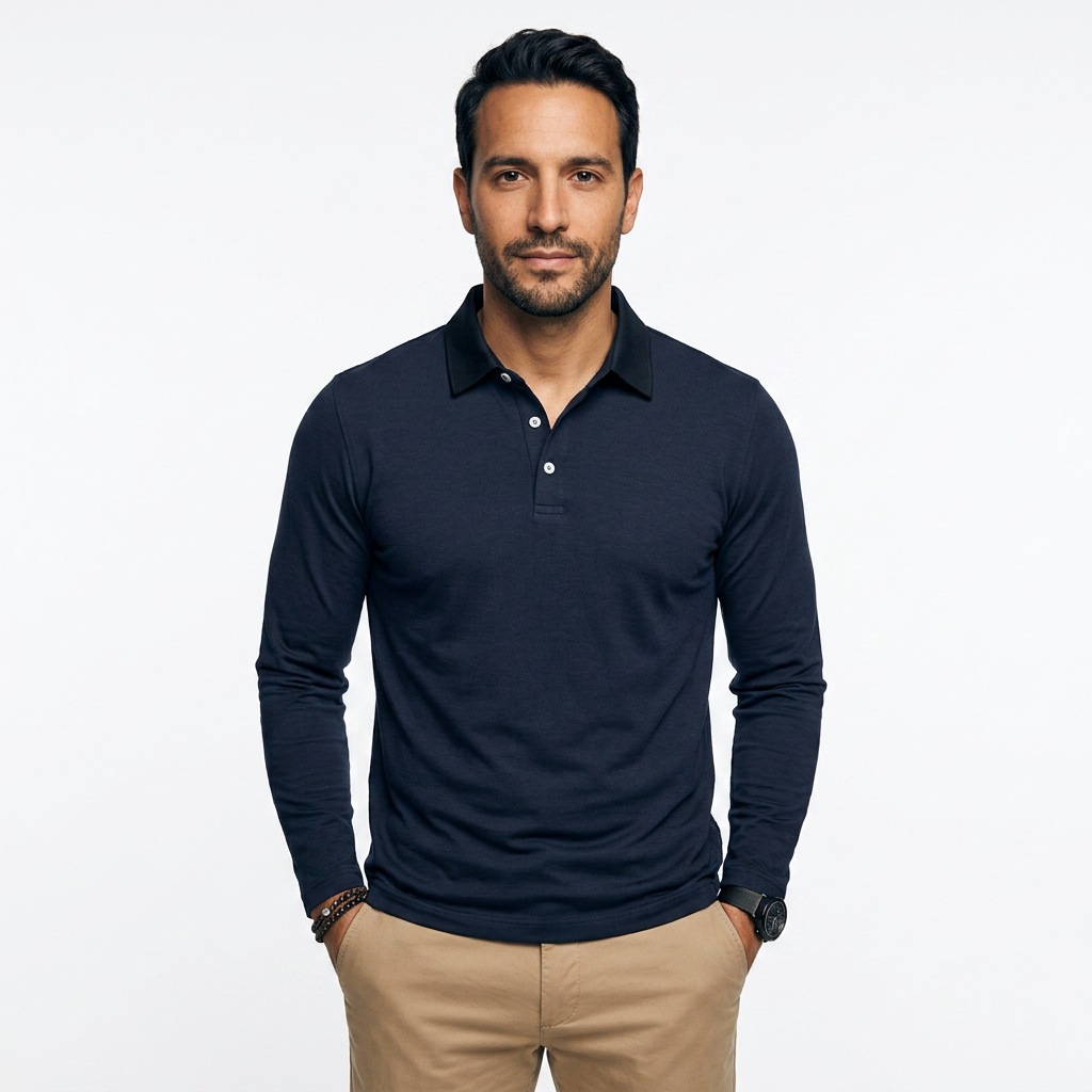 Michal | Klasické pánské polo s dlouhými rukávy ve střihu slim fit