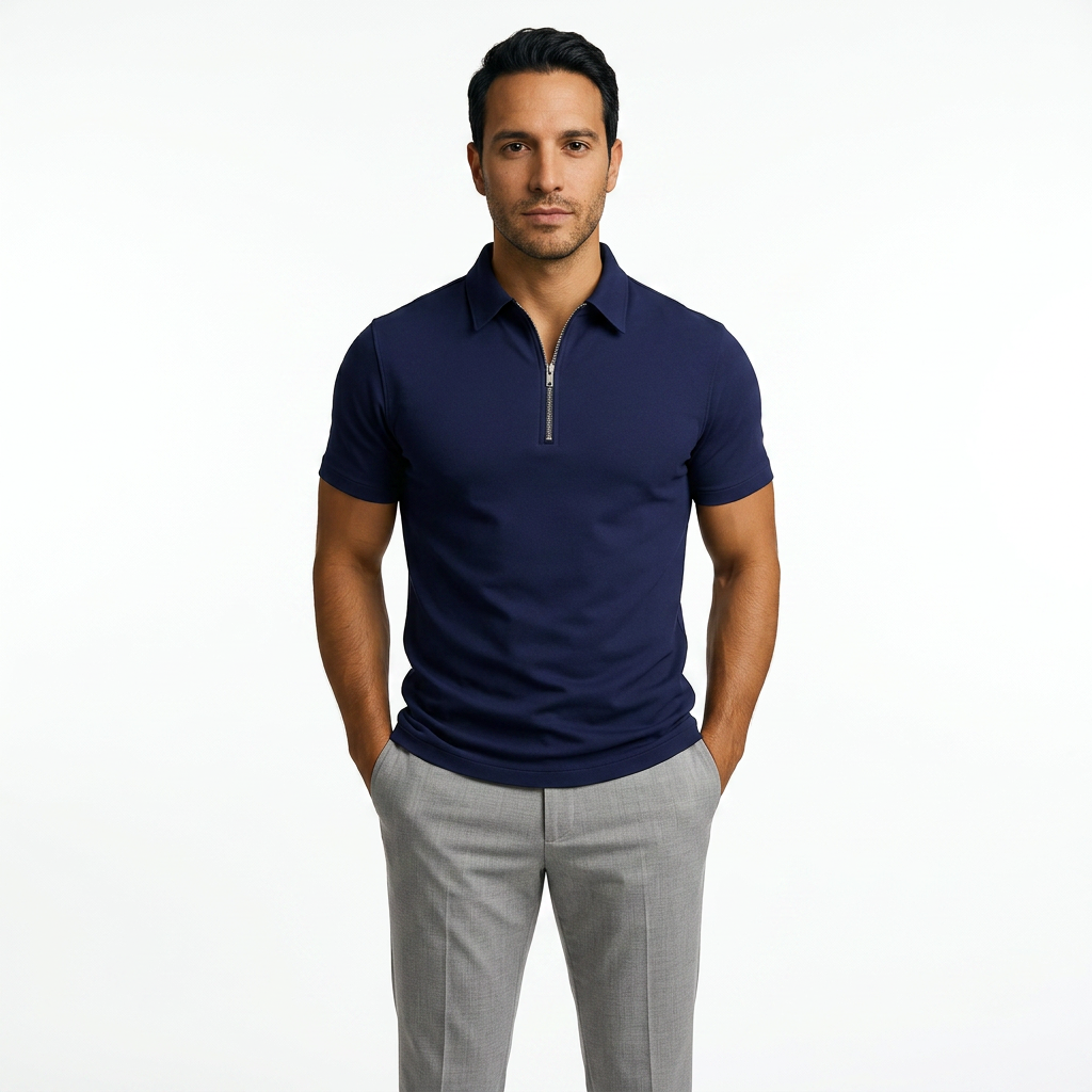 Jan | Pánské prodyšné polo se zipem ve střihu slim fit