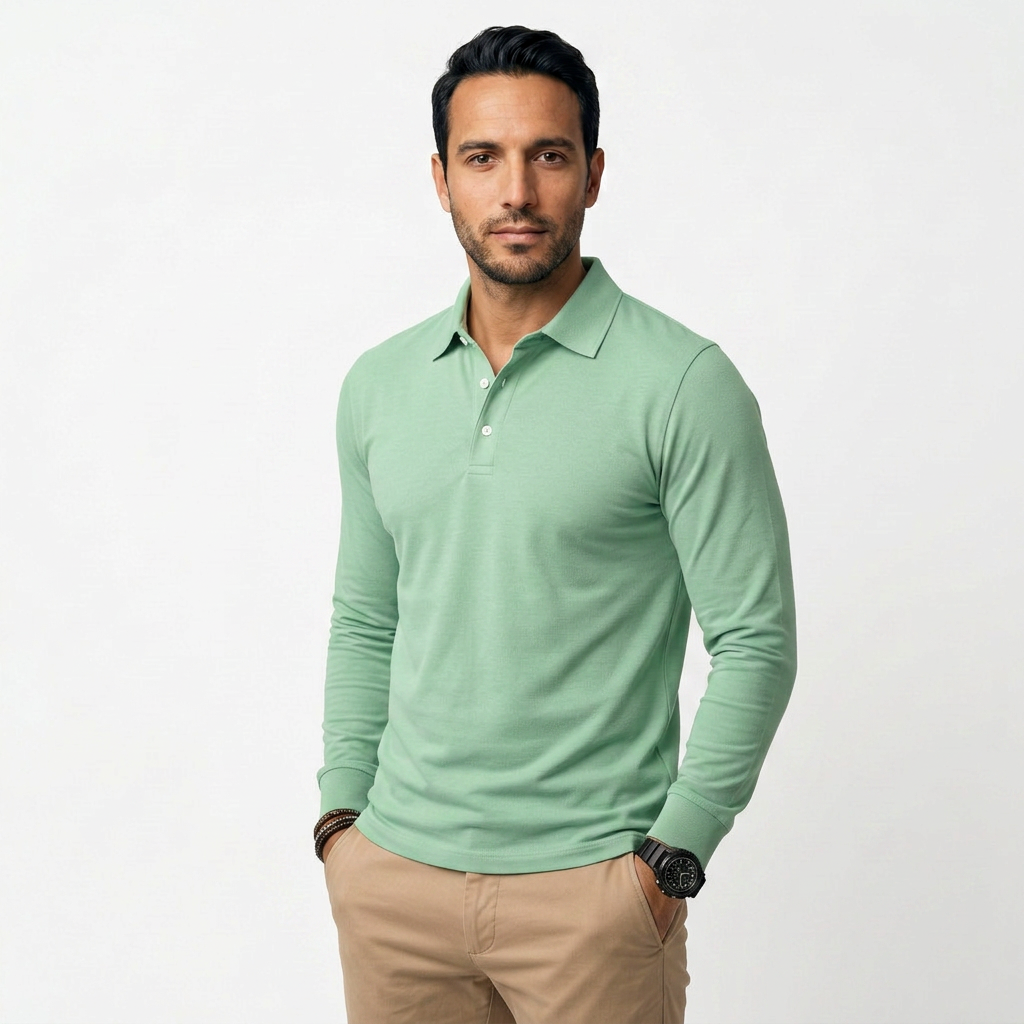 Michal | Klasické pánské polo s dlouhými rukávy ve střihu slim fit