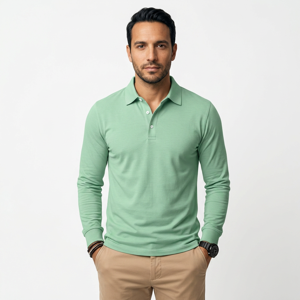 Michal | Klasické pánské polo s dlouhými rukávy ve střihu slim fit