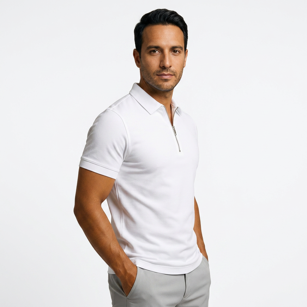 Jan | Pánské prodyšné polo se zipem ve střihu slim fit