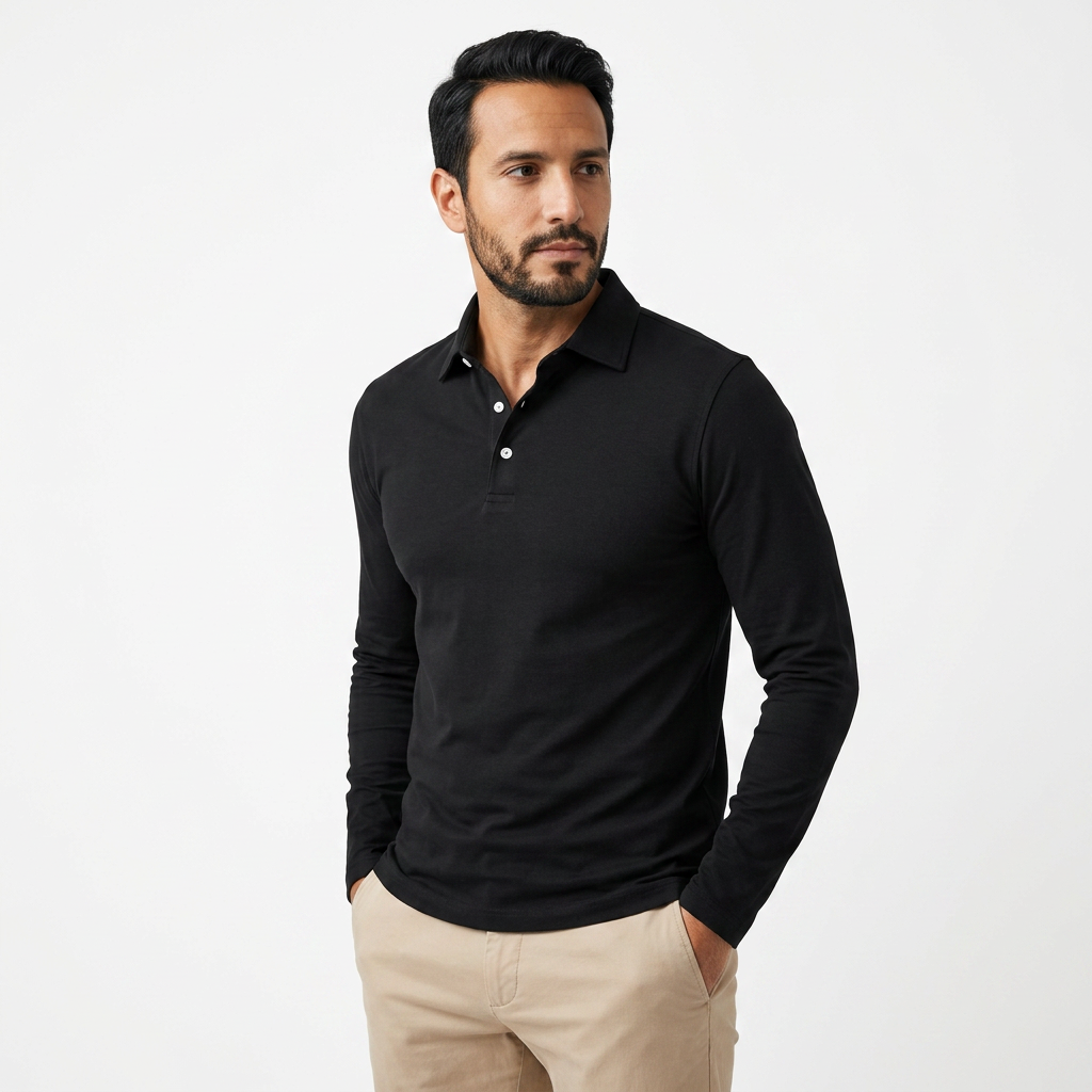 Michal | Klasické pánské polo s dlouhými rukávy ve střihu slim fit