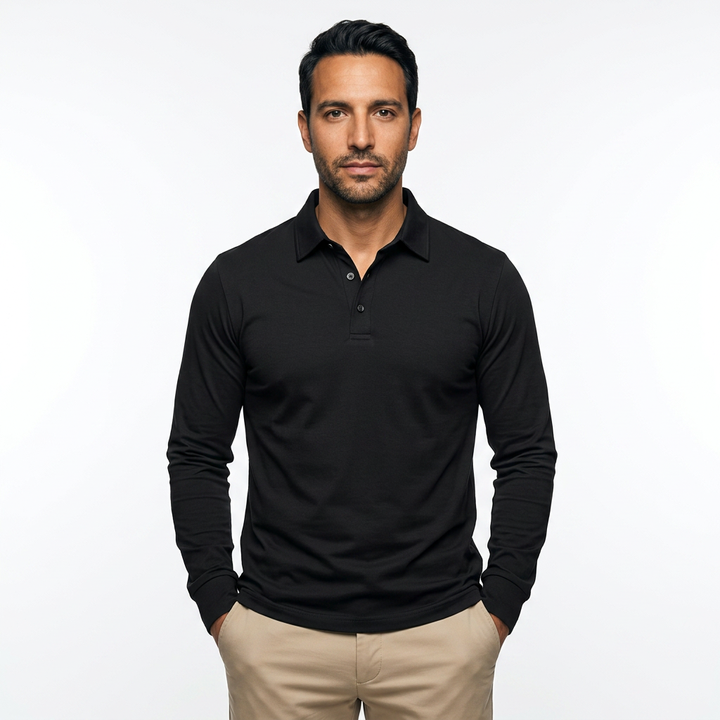 Michal | Klasické pánské polo s dlouhými rukávy ve střihu slim fit