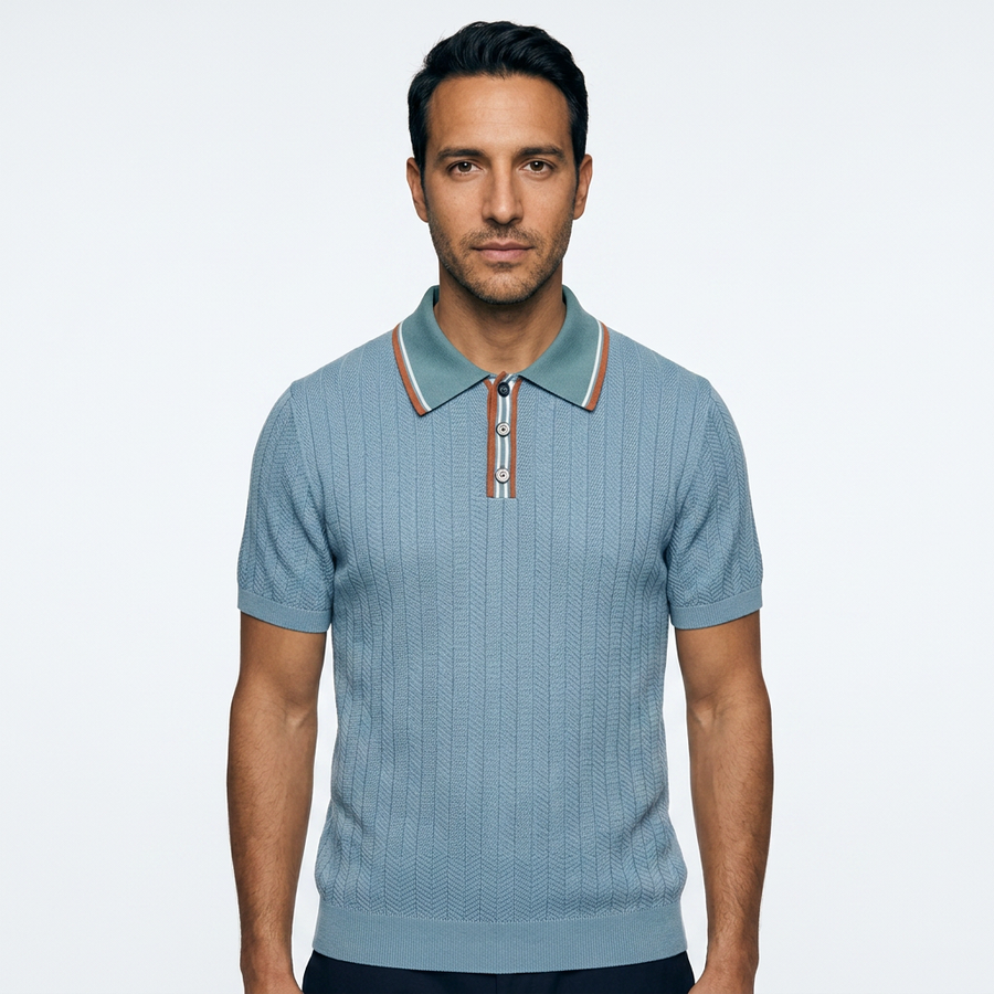 Vojtěch | Pletené polo ve vintage stylu se třemi knoflíky