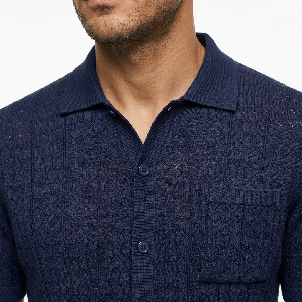 Pavel | Pletené polo se žakárovým vzorem ve vintage stylu