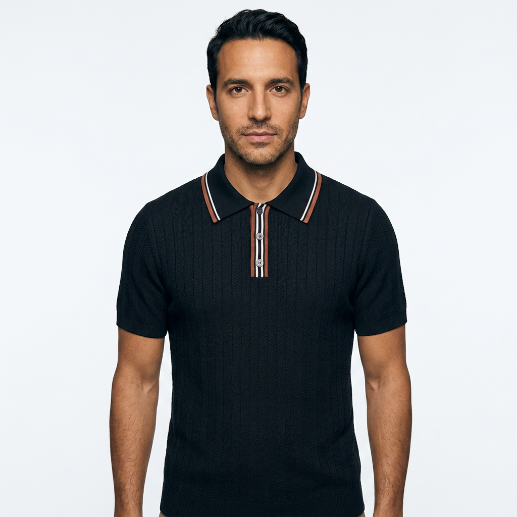 Vojtěch | Pletené polo ve vintage stylu se třemi knoflíky